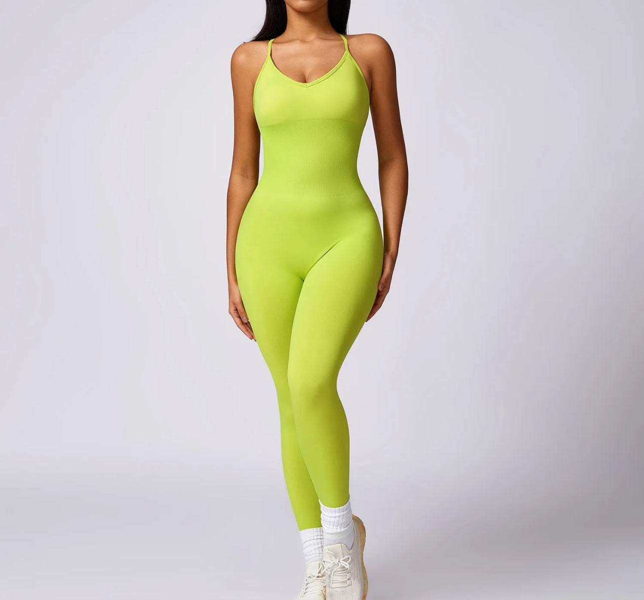 New Sexy One Piece Leggings Workout Gym jumpsuit ( highlighter )